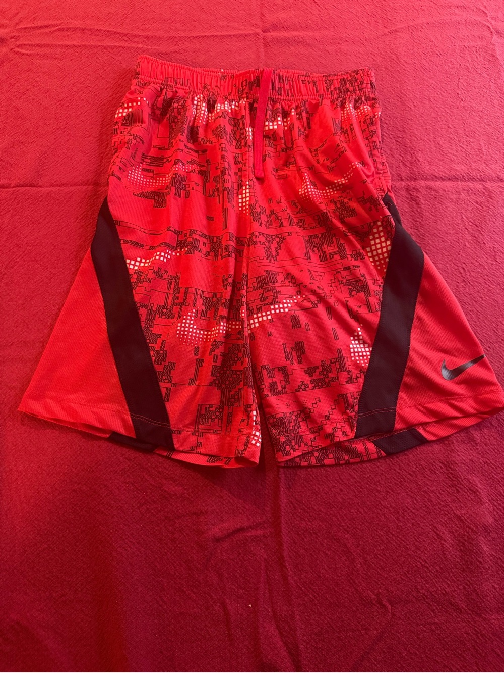Nike Boys Dri-Fit Digital Pixel Swoosh Basketball Shorts Blue and White